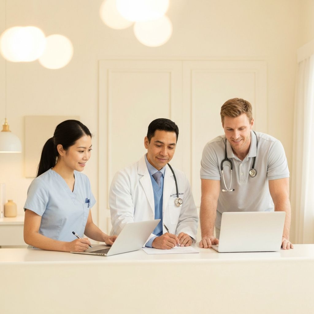 Healthcare provider preparing an IV therapy setup in a luxury wellness clinic